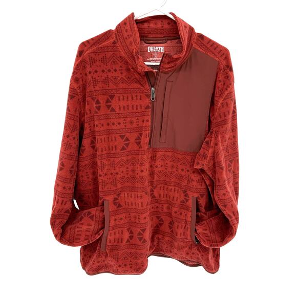 Mens Duluth Trading Relaxed Fit Red Lined Fleece Jacket Size XL - Picture 1 of 6